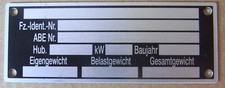 Typenschild Motorrad Neutral