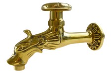 Dekorativer Nostalgie Auslaufhahn Messing mit Rosette und Handrad, 1/2" AG