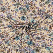Stoff Meterware Blumen Blätter Sand Viskose Jersey elastisch weich Bekleidung