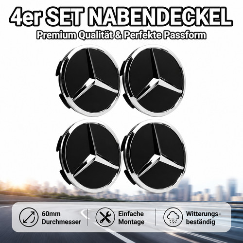 Nabendeckel 60mm schwarz - 4x,