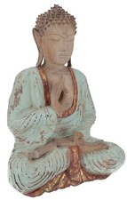 Großer Holzbuddha, Buddha Statue, Handarbeit 43 cm, antik grün - Modell 12