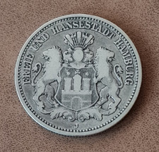 DEUTSCHES REICH KAISERREICH HAMBURG 2 MARK 1876 J Silber
