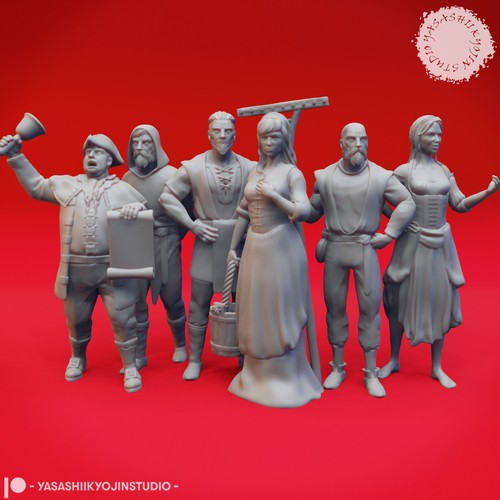 Townsfolk 54mm miniatur - -,