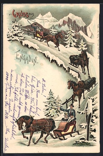 Pferdeschlitten engadin - pferdeschlitten,