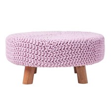 Hellrosa gestrickter pouf - hellrosa,
