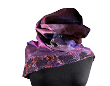 Lila bunter Woll-Seidenschal, handgemachter gefilzter breiter Schlauchschal Loop