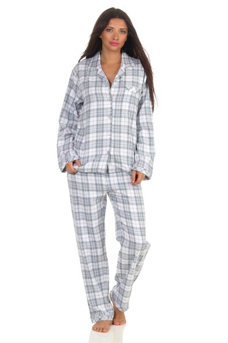 Damen langarm flanell pyjama - damen,