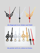 Zeiger Satz 6 cm Alu weiß gold schwarz DIY, Wanduhr Uhrzeiger Set 60mm Metall