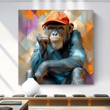 Leinwandbild affe mit kappe - affe,