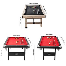 VEVOR 6,3/7 Fuß Billardtisch Set Tragbarer Pooltisch Klappbar Spielzimmer