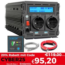 EDECOA Spannungswandler 2000W 4000W 12V 230V Wechselrichter Fernbedienung LCD