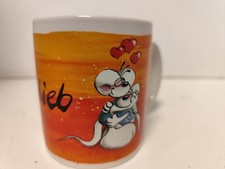 Diddl "Hab-dich-lieb-Becher" Kaffeebecher Gelb, Sammeltasse Diddlina Galupy