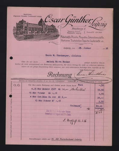 Leipzig rechnung 1926 - rechnung, 1926,