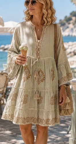 Kleid baumwolle pali musselin - kleid,