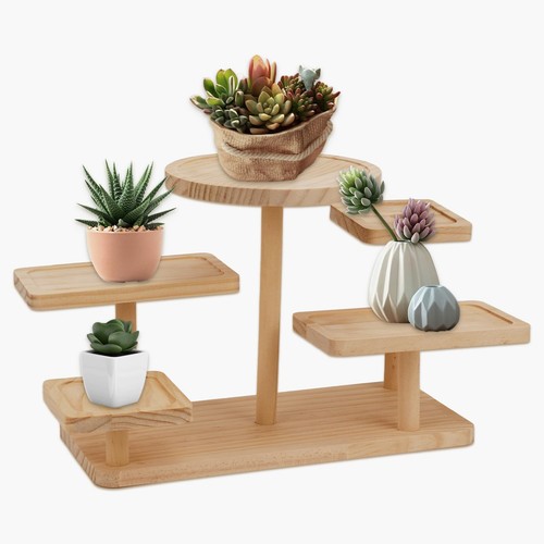 Wooden plant stand round - plant,