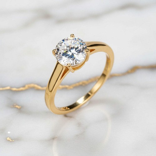 Gold solitär ring - gold,