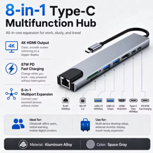 Usb hub 1 adapter 4k - usb-c,