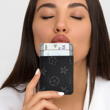 Leinen Geldscheinklammer Edelstahl Mini Etui Slim Card Unisex Herren Damen Leder