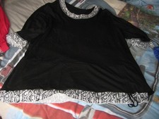 3/4 Arm Shirt Langarmshirt Gr. 54 von Mia Moda schwarz mit Muster