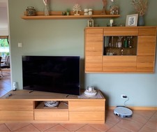 Wohnzimmermöbel kernbuche teilmassiv - Set: Lowboard, Vitrine, High-u. Sideboard