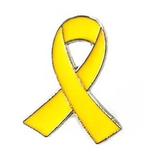 Schleife Pin gelb - Anstecker gelb - Solidarität Ansteck-Pin gelb