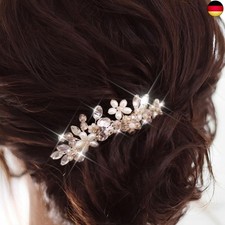  Edary Braut Hochzeit Haarschmuck Silber Blumen Haarnadeln Perlen Kristall 