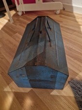 DDR Werkzeugkiste Metall mit Einsatz 60/70er Jahre Blau Vintage Koffer