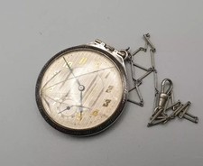 Unglaubliche originale Vintage Huguenin Frères Niello Silber-Taschenuhr, Schweiz