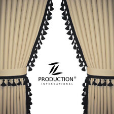 LKW Scheibengardinen-Set Mercedes Actros MP5 ab 2019 Vorhänge Beige-Schwarz B02