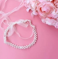 Off White / White Organza Band Perlen Gürtel Hochzeit ?Braut Accessoire