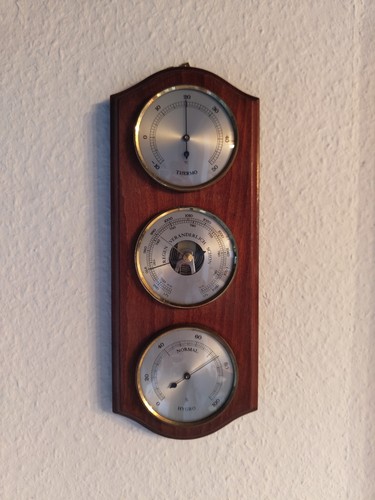 Wetterstation retro massivholz - wetterstation,