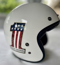 Haley Davidson Bell Helm Gr. XL gebr.wie NEU Weiß mit Dekor Leder Innen Schwarz