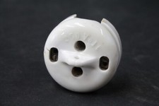 Verteiler Isolator Abzweigdose  250V rund Keramik Porzellan Vintage