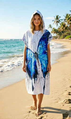 Strandponcho mit kapuze - strandponcho,