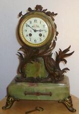 Pendule, Kaminuhr, Onix, Regule, Bronze, Ad. Mougin, intakt
