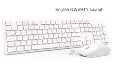 PC USB Funk Tastatur Maus Set kabellose English QWERTY Keyboard Leise Tasten