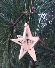 Krippe in Stern - Weihnacht/Christbaum Anhänger 3D-Ornament Olivenholz Bethlehem
