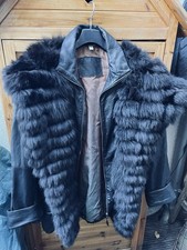 Lammnappa Fuchspelz Jacke schwarz Oversizelook Gr. 36 wie Gr. 40/42