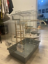 ￼ “Großer Vogelkäfig mit Futterbehältern & Sitzstangen | Wellensittich-Käfig”