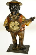 ANTIKER AUGENWENDER-FIGURENAUTOMAT, WATERBURY SAMBO BANJO PLAYER UM 1867