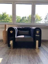 Medusa Sessel Luxus Einsitzer Couch Textil Polster Möbel Couchen Schwarz Stoff