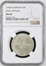 VALORIS Weimar 3 Reichsmark Zeppelin von 1930 D  NGC MS 64