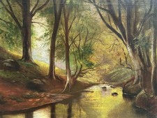 ÖLGEMÄLDE REH IN LICHTUNG IM WALD LANDSCHAFT