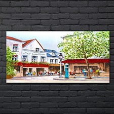 Gemälde Stadt Gebäude Cafe