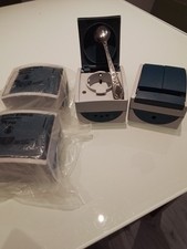 4 Teiliges "Busch-Jäger" Set ,1 Wippschalter, 3 Schuko Steckdosen