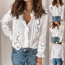 Damen Langarm Spitze Elegant