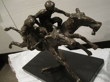 Bronze Signiert Skulptur, Rennende Pferde, schwer