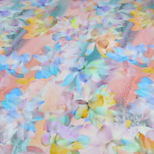 Stoff Viskose Jersey Spring Lotus Blumen Blüten multicolor pastell Kleiderstoff