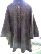 MEICO Landhaus Look Damen Poncho Wollmantel Jacke Gr. 46 grün