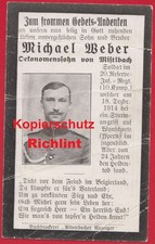 org Sterbebild: 1.WK Soldat 20.Res-Inf-Regt 10.Komp Wytschaete Ypern 18.12.1914